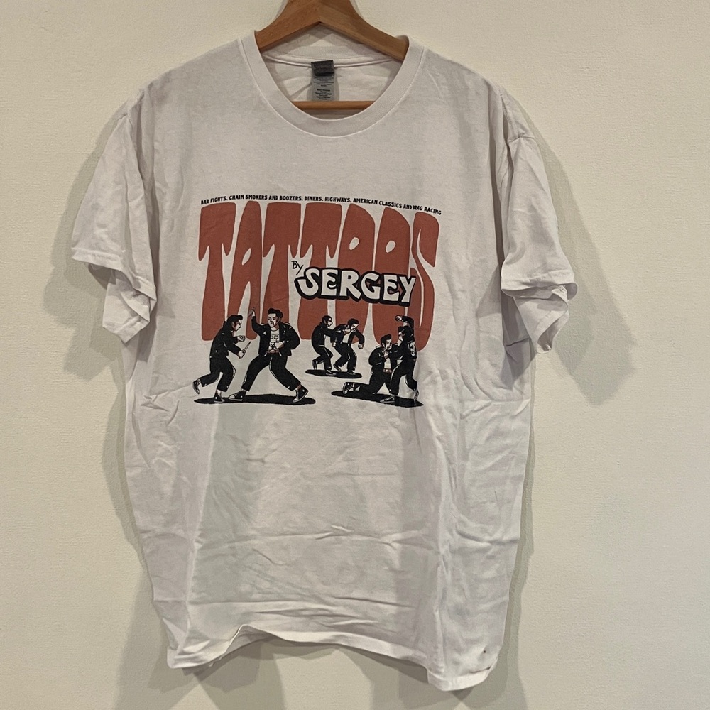 Sergey Fedotov Tattoo artist White Graphic T-Shirt with Red and Black Print